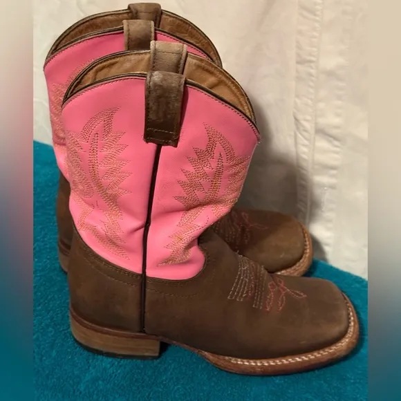 Original Ranchers Kids Sz 12.5 Leather Cowgirl Boots Straight From Texas!