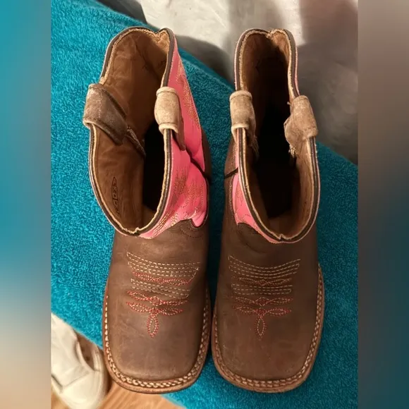 Original Ranchers Kids Sz 12.5 Leather Cowgirl Boots Straight From Texas!