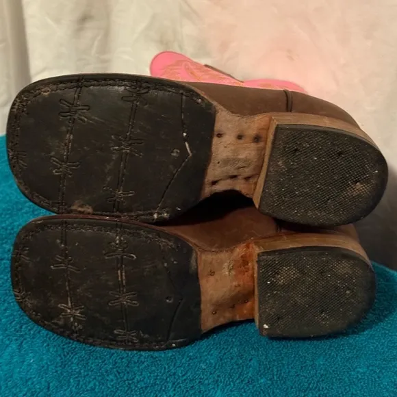 Original Ranchers Kids Sz 12.5 Leather Cowgirl Boots Straight From Texas!