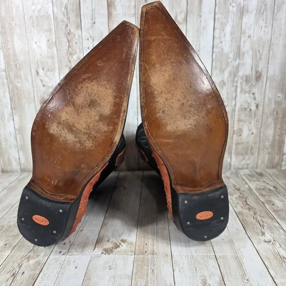 Ostrich Cowboy Boots Exotic Western Leather Pointed Toe Black Details Size?