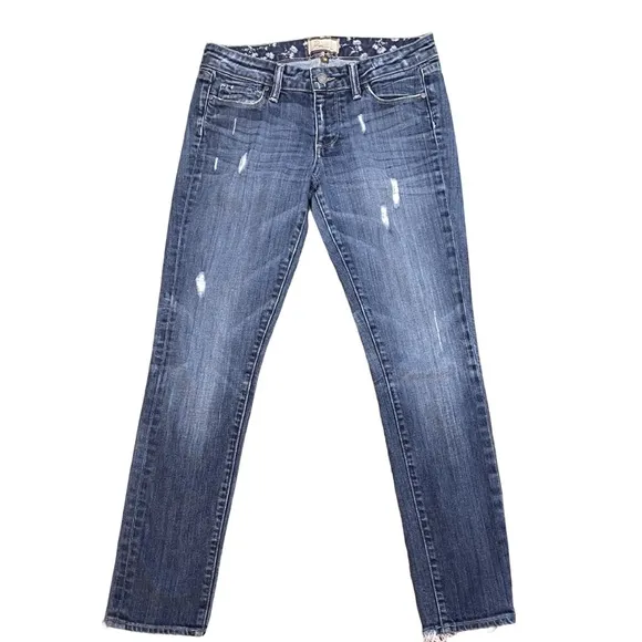 Paige Skyline Ankle Peg Slightly Distressed Blue Denim Jeans Size 27