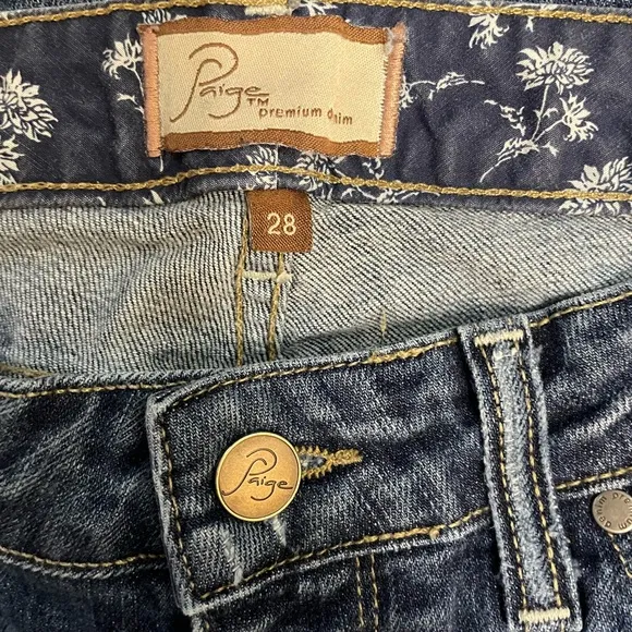 Paige Skyline Ankle Peg Slightly Distressed Blue Denim Jeans Size 27