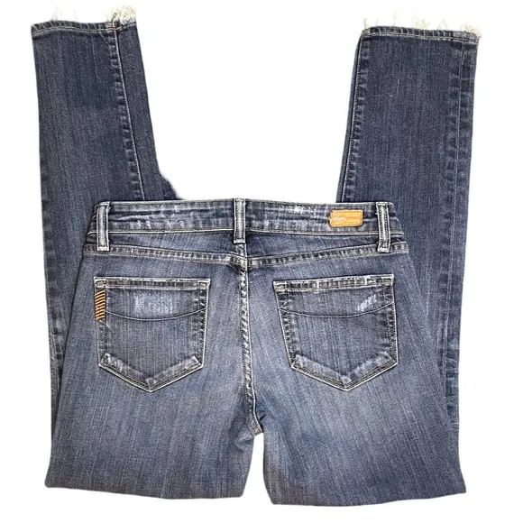 Paige Skyline Ankle Peg Slightly Distressed Blue Denim Jeans Size 27