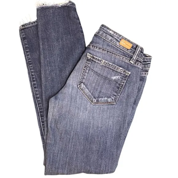 Paige Skyline Ankle Peg Slightly Distressed Blue Denim Jeans Size 27