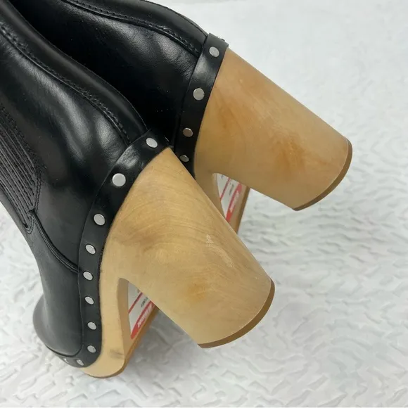 PAIGE Women's Adina High Bock Heel Clog Booties 7 Black