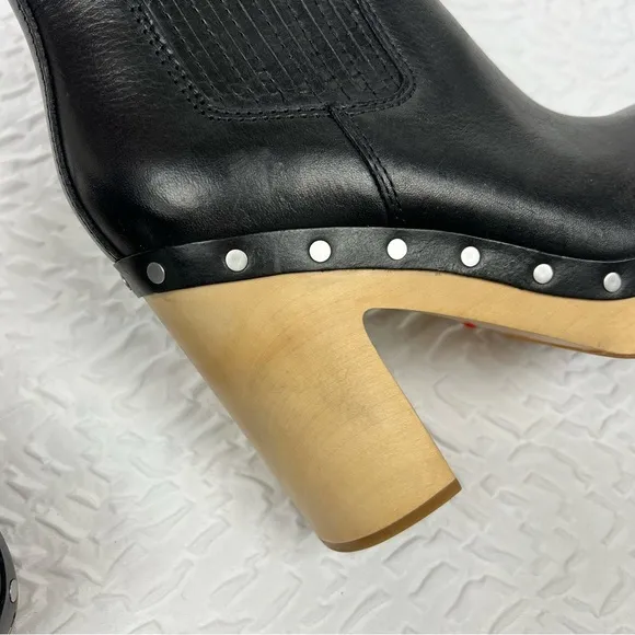 PAIGE Women's Adina High Bock Heel Clog Booties 7 Black