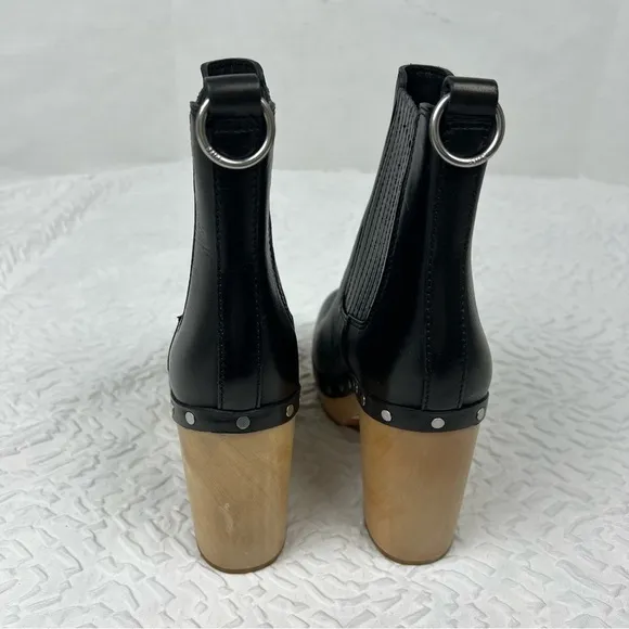 PAIGE Women's Adina High Bock Heel Clog Booties 7 Black
