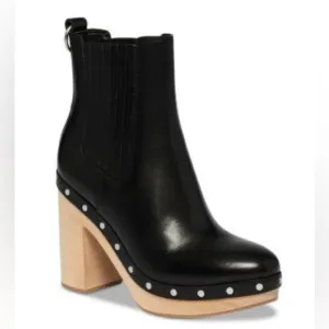PAIGE Women's Adina High Bock Heel Clog Booties 7 Black
