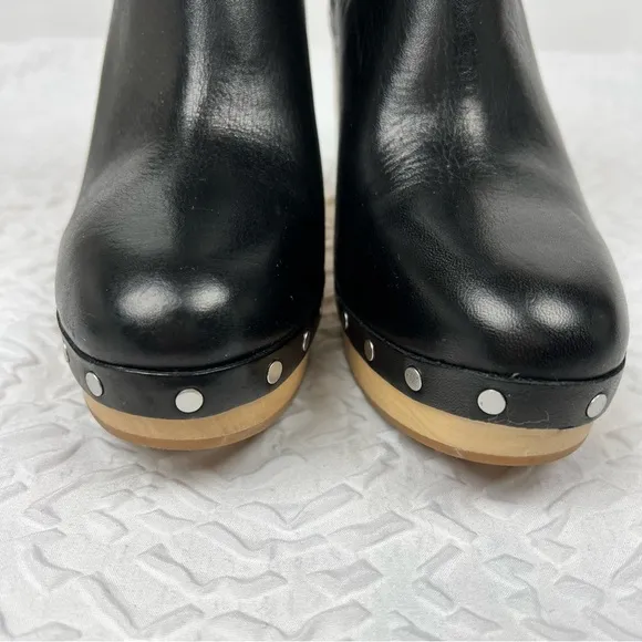 PAIGE Women's Adina High Bock Heel Clog Booties 7 Black