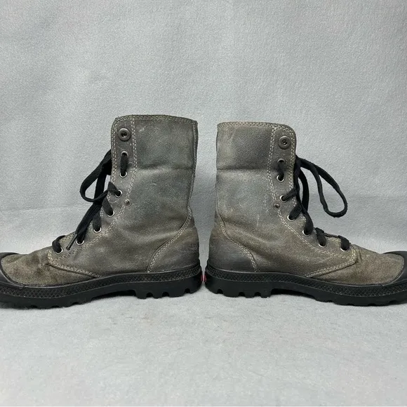 Palladium Women’s Lace Up Canvas Ankle Boots In Grey Size US 7