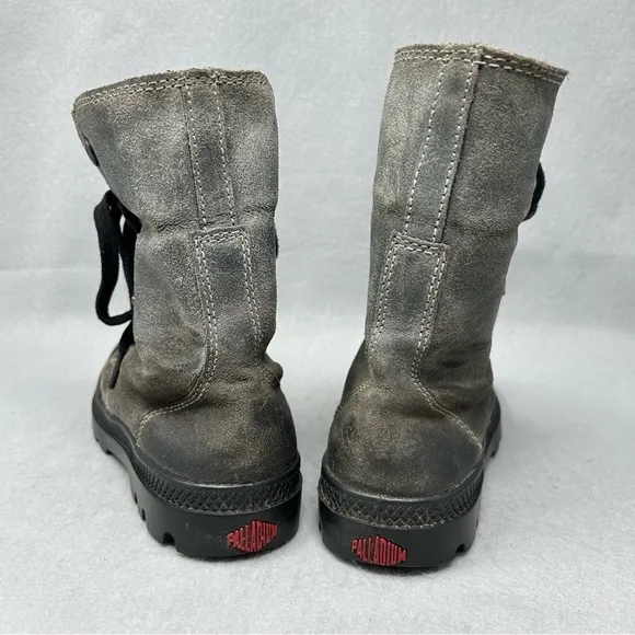 Palladium Women’s Lace Up Canvas Ankle Boots In Grey Size US 7