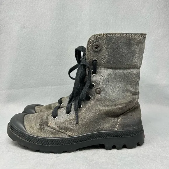 Palladium Women’s Lace Up Canvas Ankle Boots In Grey Size US 7