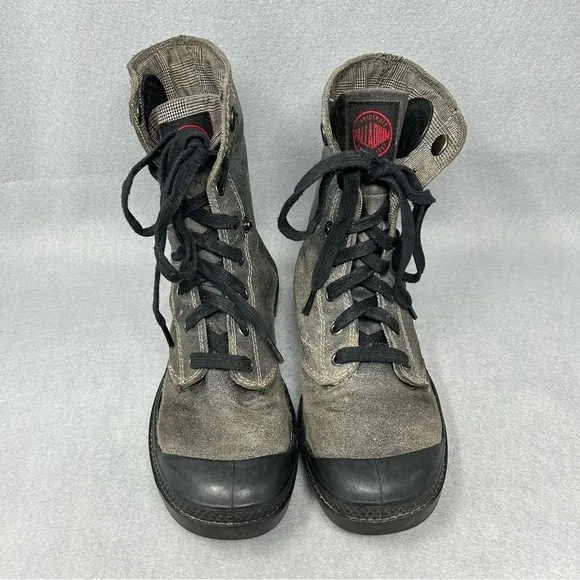 Palladium Women’s Lace Up Canvas Ankle Boots In Grey Size US 7