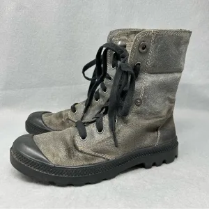 Palladium Women’s Lace Up Canvas Ankle Boots In Grey Size US 7