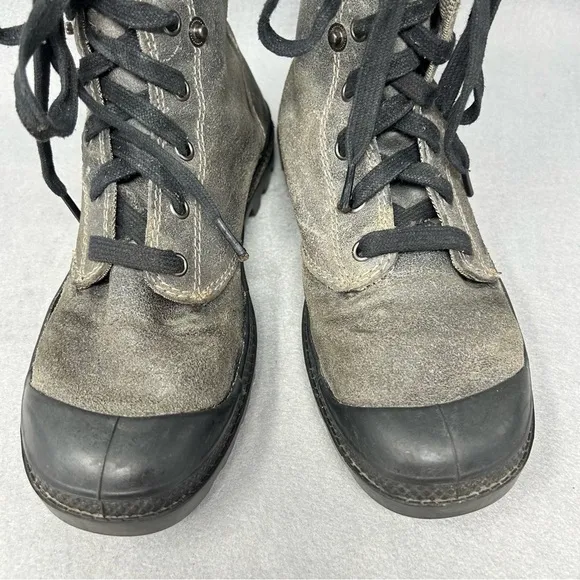Palladium Women’s Lace Up Canvas Ankle Boots In Grey Size US 7