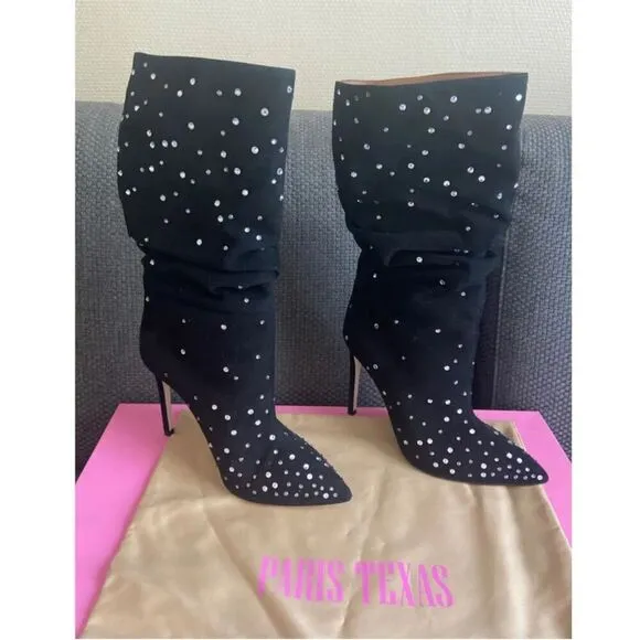 Paris Texas Women's Black Slouchy Stiletto Boots Size 8 Party/Cocktail