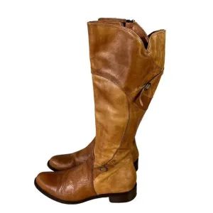 Patapata Boots Womens US9 EU 39 Brown Italian Soft Leather Equestrian Zip Buckle