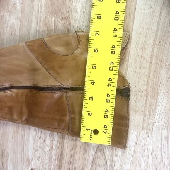 Patapata Boots Womens US9 EU 39 Brown Italian Soft Leather Equestrian Zip Buckle
