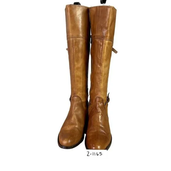 Patapata Boots Womens US9 EU 39 Brown Italian Soft Leather Equestrian Zip Buckle