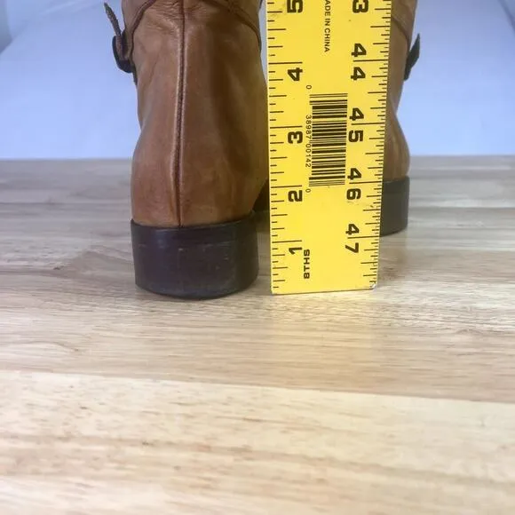 Patapata Boots Womens US9 EU 39 Brown Italian Soft Leather Equestrian Zip Buckle