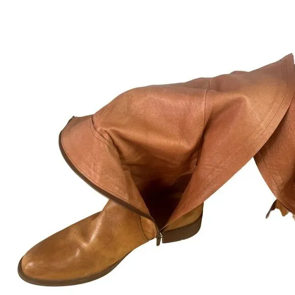 Patapata Boots Womens US9 EU 39 Brown Italian Soft Leather Equestrian Zip Buckle
