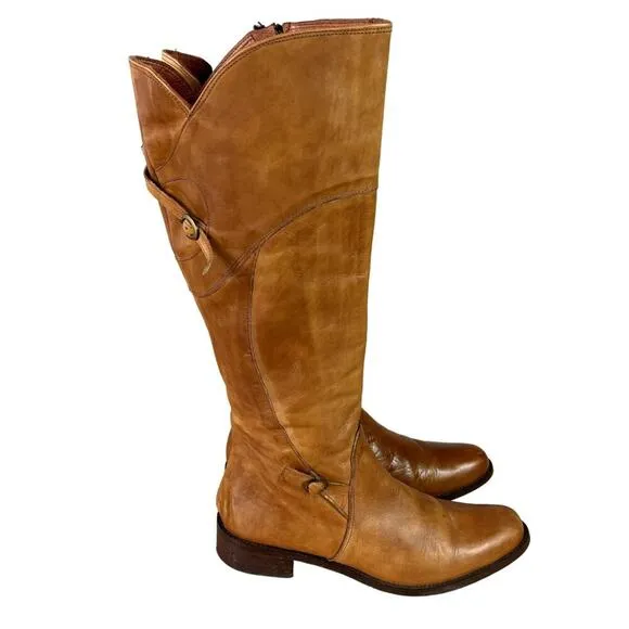 Patapata Boots Womens US9 EU 39 Brown Italian Soft Leather Equestrian Zip Buckle