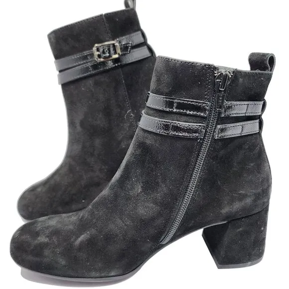 Paul Green Black SuedeLeather Ankle Boots, Women's 5.5