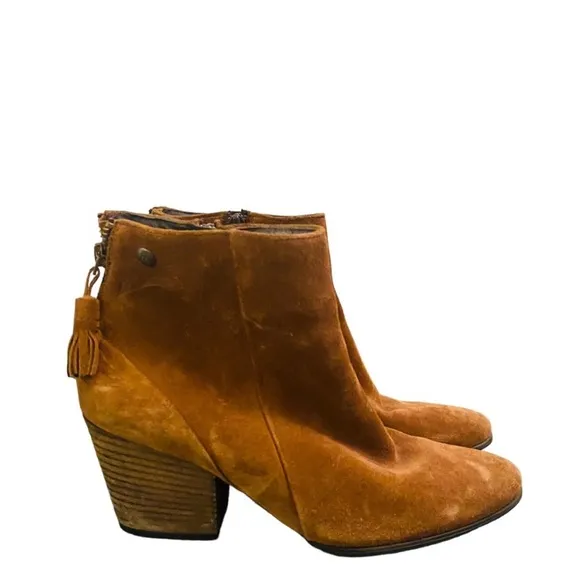 PAUL GREEN Brown Chestnut Suede Jada Tassel Ankle Boots