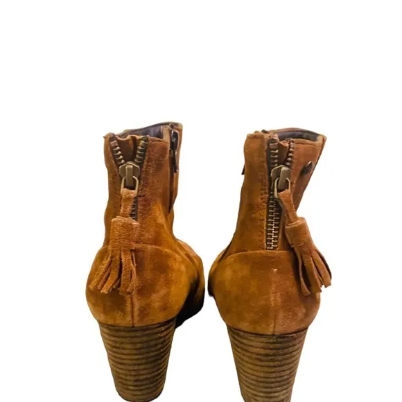 PAUL GREEN Brown Chestnut Suede Jada Tassel Ankle Boots