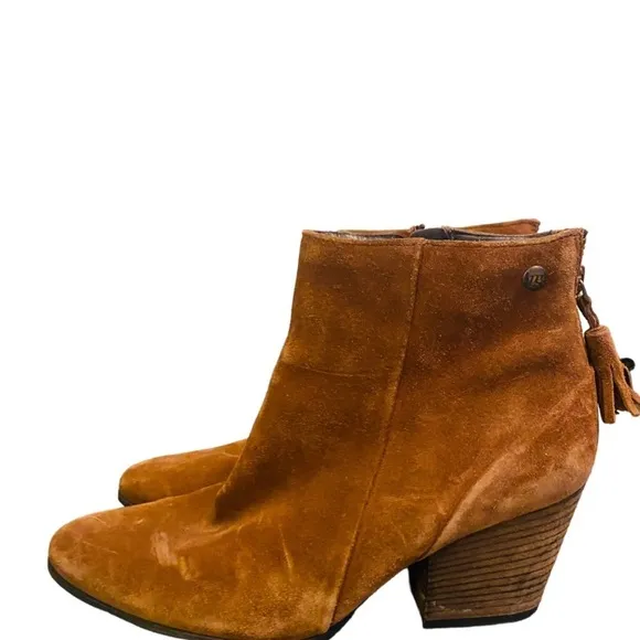 PAUL GREEN Brown Chestnut Suede Jada Tassel Ankle Boots