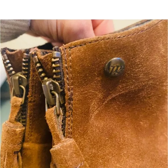 PAUL GREEN Brown Chestnut Suede Jada Tassel Ankle Boots