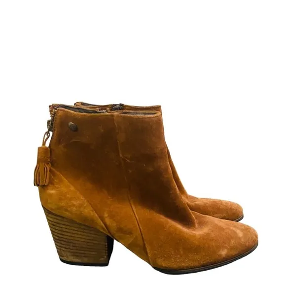 PAUL GREEN Brown Chestnut Suede Jada Tassel Ankle Boots