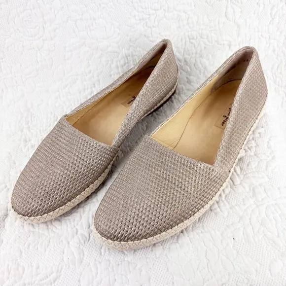 Paul Green Layla Taupe Beige Leather Espadrille Slip on  Sneakers Flats size 9