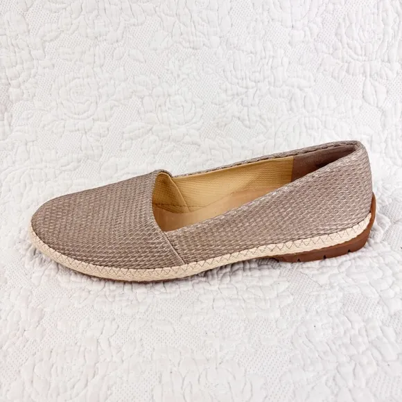 Paul Green Layla Taupe Beige Leather Espadrille Slip on  Sneakers Flats size 9