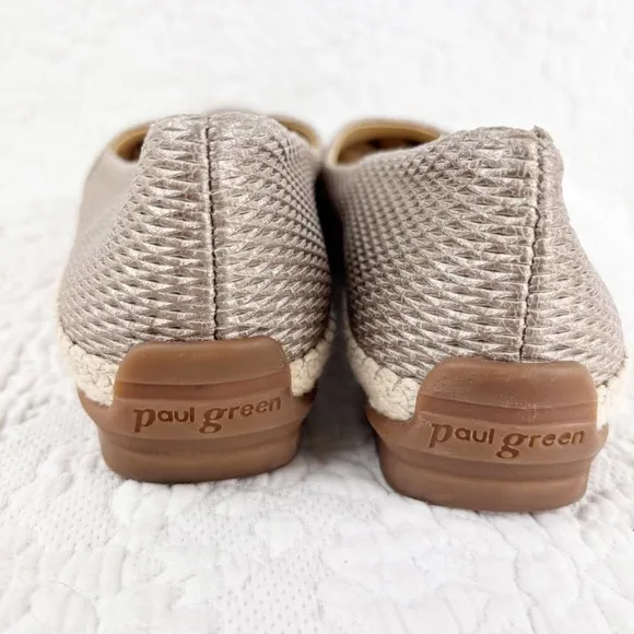 Paul Green Layla Taupe Beige Leather Espadrille Slip on  Sneakers Flats size 9