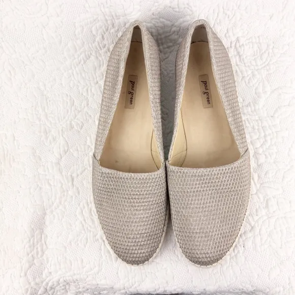 Paul Green Layla Taupe Beige Leather Espadrille Slip on  Sneakers Flats size 9