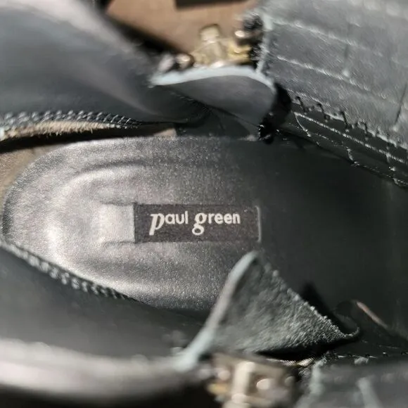 Paul Green Malibu Ankle Boots Size UK 4 US 6.5 Black Nubuck  Booties Boots