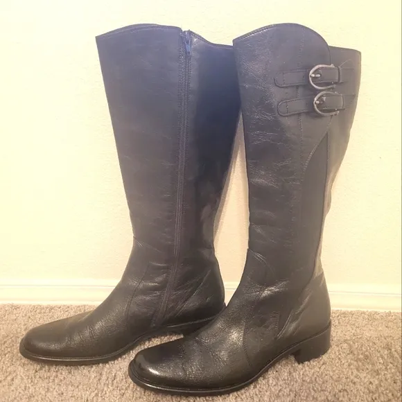 PAUL GREEN Munchen Jennings Leather Tall Riding Boots Adjustable Handmade NWOT
