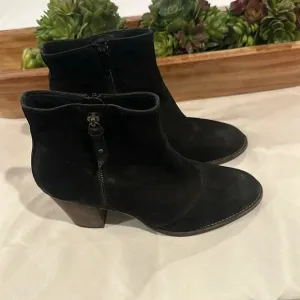 PAUL GREEN Natick Black Suede Zip Ankle Boots booties size UK  7.5 US 9.5 EUC