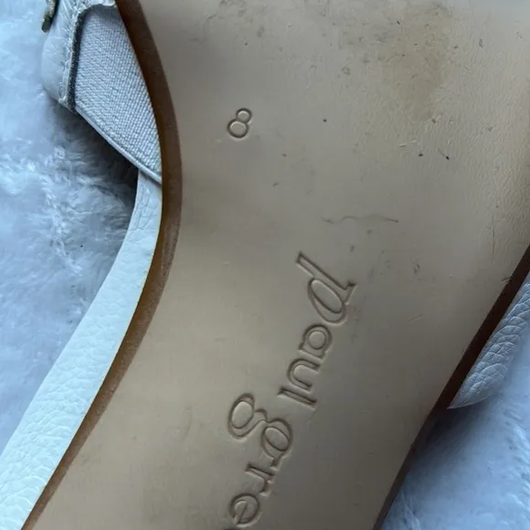 Paul Green Sandals White Leather Pearls Flip Flop