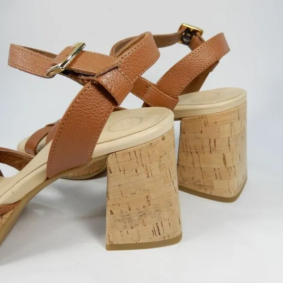 Paul Green SUPER SOFT Tina SANDALS Size 8 Brown Leather Cork Heel Comfy NEW $429