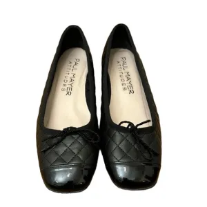 Paul Mayer Black Quilted Ballet Flat w/Patent Toe Cap. Size 7. EUC