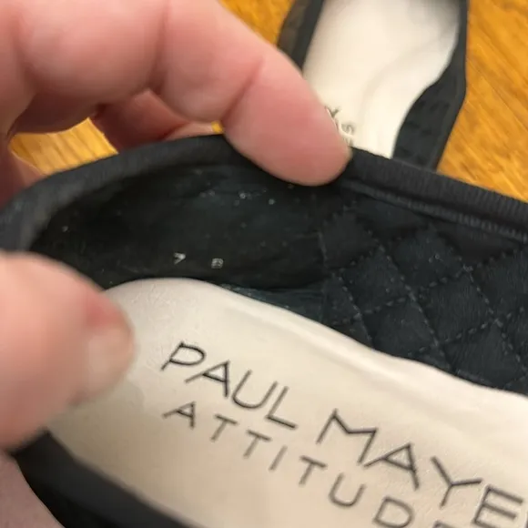 Paul Mayer Black Quilted Ballet Flat w/Patent Toe Cap. Size 7. EUC