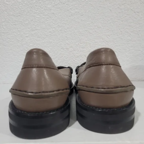 PEDRO GARCIA STINA CLASSIC PENNY LOAFER FOSSIL METALLIC BLACK, EU38/US 8, New