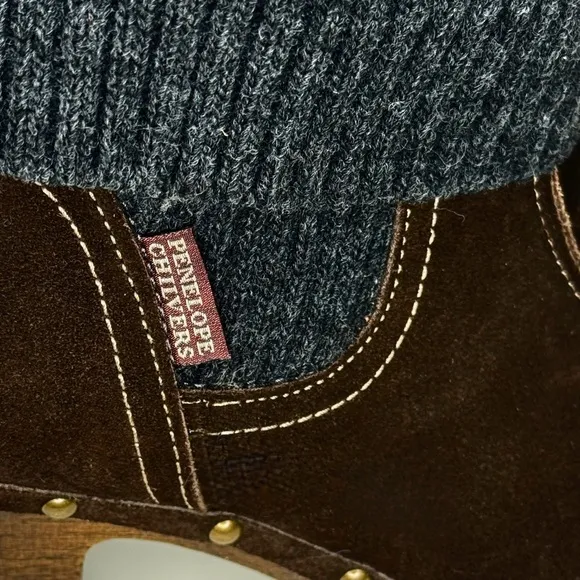 Penelope Chilvers Anthropologie Suede Cuffed Clog Sweater Boots