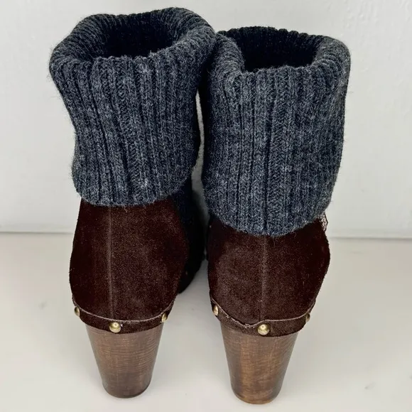 Penelope Chilvers Anthropologie Suede Cuffed Clog Sweater Boots