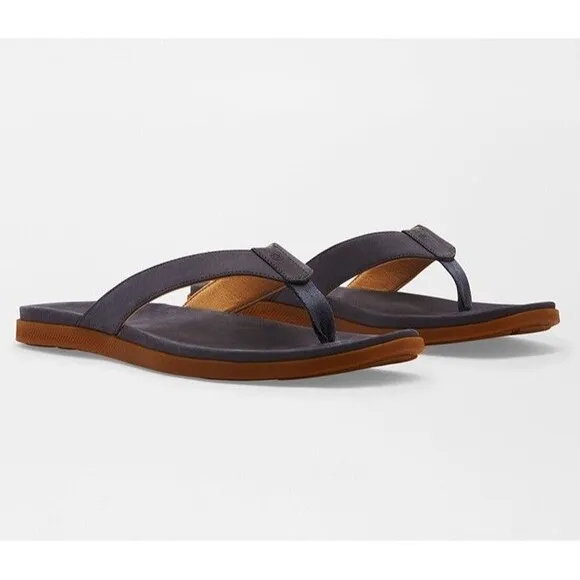 PETER MILLAR Hyperlight Slide Nubuck Leather Flip Flop Sandals Gray Mens US 11