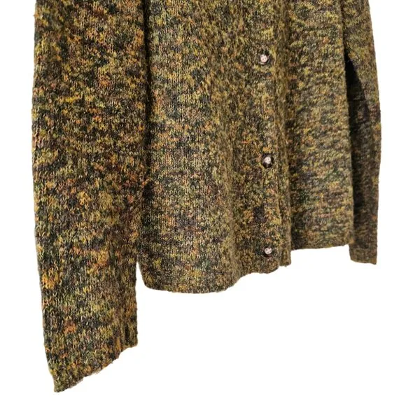 Petite Sophisticate Space Dye Bouclè Wool Acrylic Round Neck Cardigan | EUC | MP