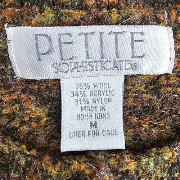 Petite Sophisticate Space Dye Bouclè Wool Acrylic Round Neck Cardigan | EUC | MP
