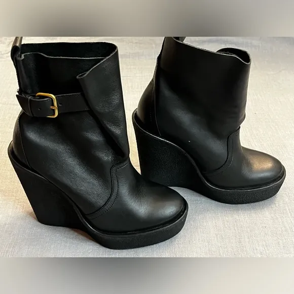 Pierre Hardy Black ankle wedge platform boots